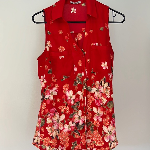 Express Tops - Express Red Floral Tank Top Size S/P